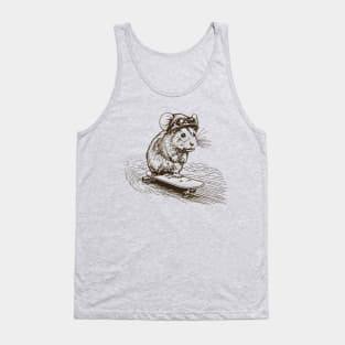 skateboarding hamster retro colors, funny hamster lover gift Tank Top